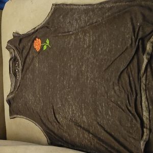 Black semi see through tank with red rose